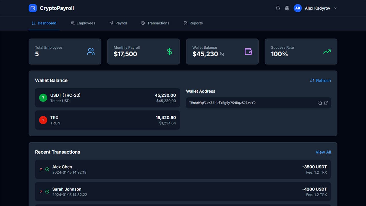 One-Click Crypto Payroll Platform