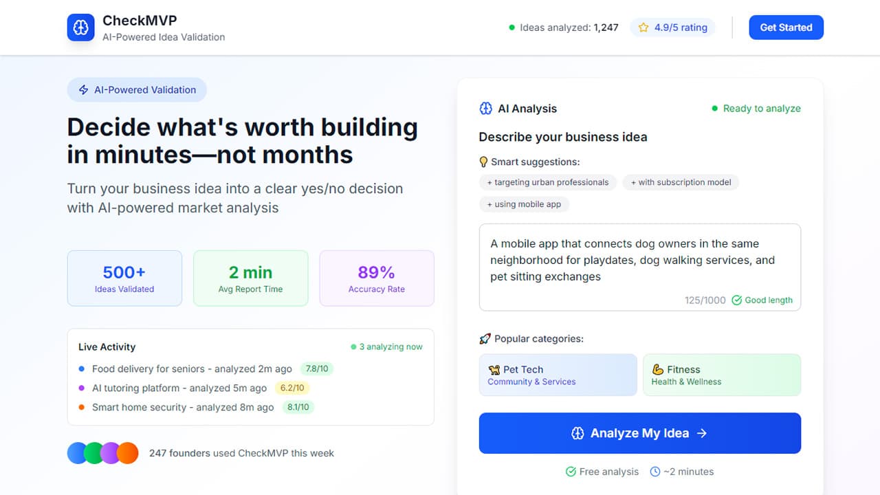 CheckMVP — Free AI Helper for New Business Ideas