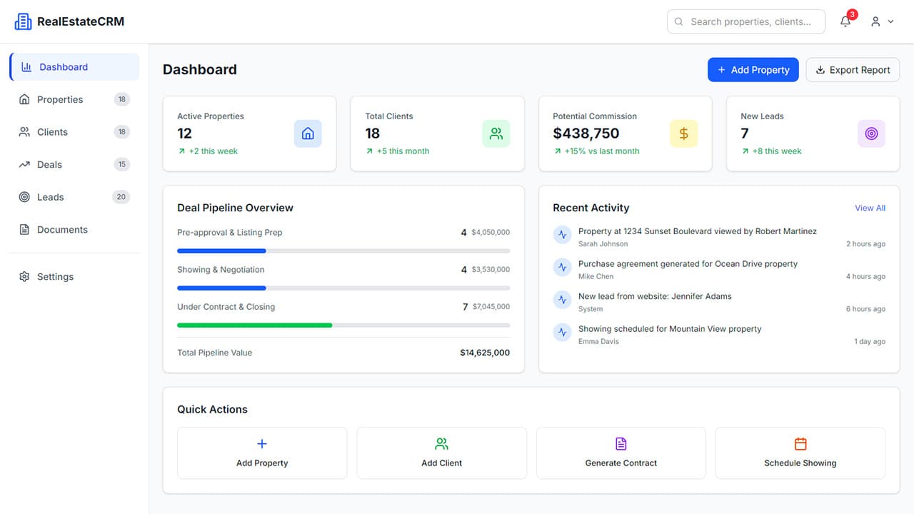 RealEstateCRM — Real Estate Business Manager