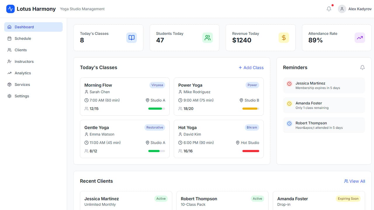 CRM for Yoga Studios — Studio Management Helper