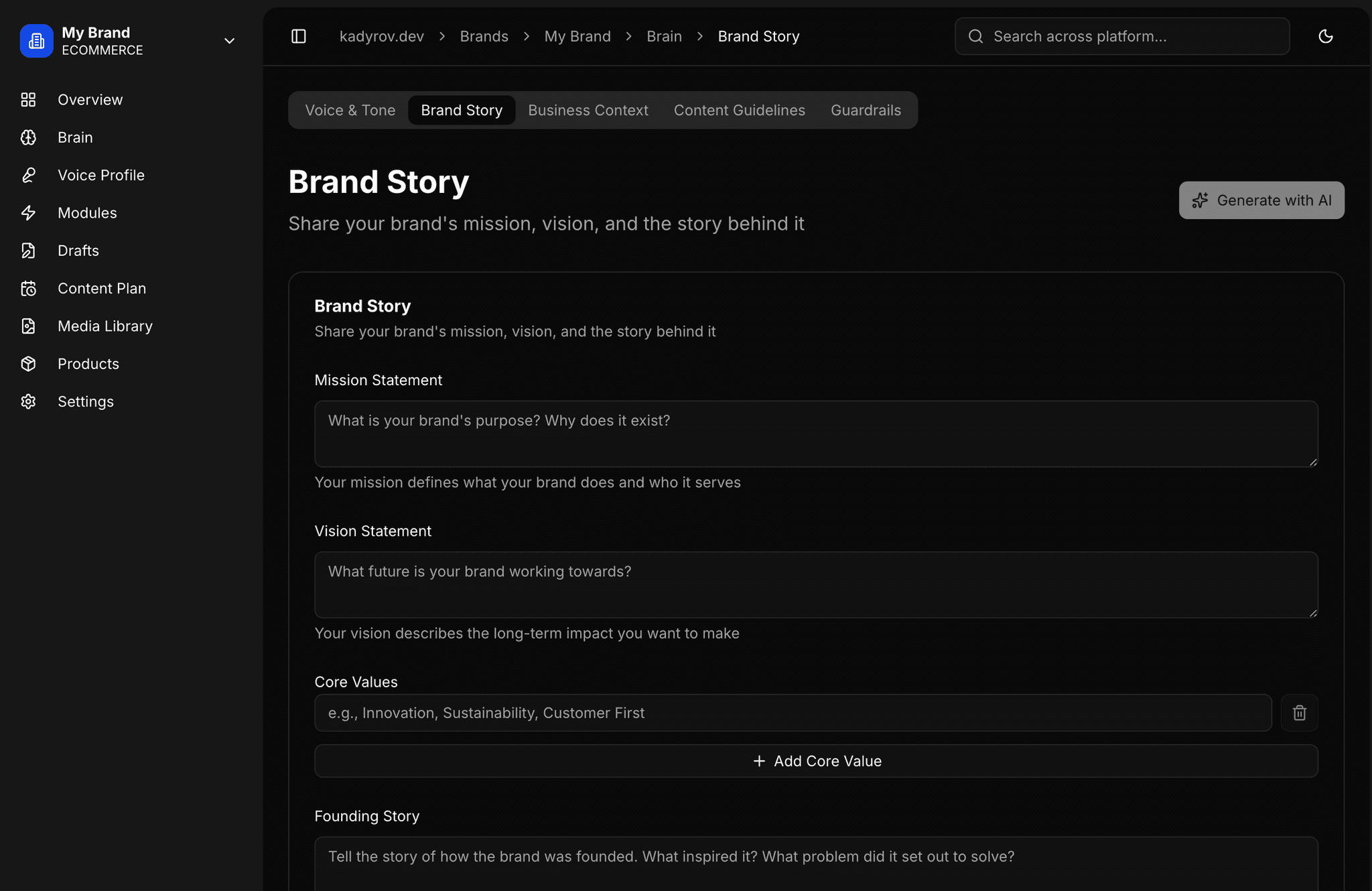 FutuAge Brand Story — Your mission, vision, and values in one place