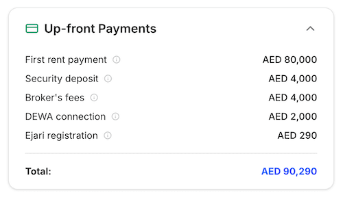 80000 AED with 1 cheque